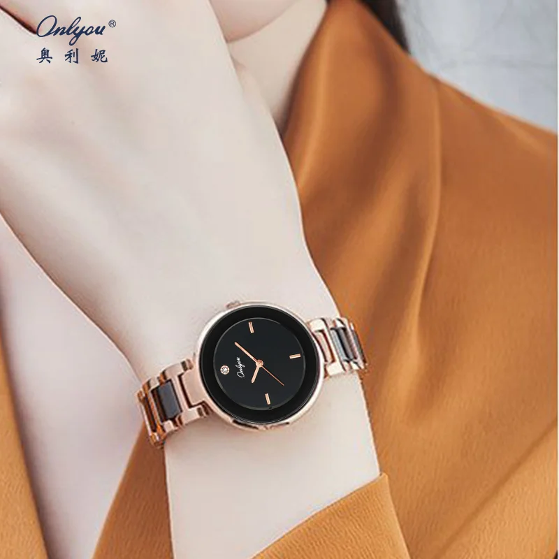 

ONLYOU Top Brand Luxury Women's Watch Fashionable and Elegant Ceramic Strap Quartz Watch for Women Christmas Gift with Watch Box