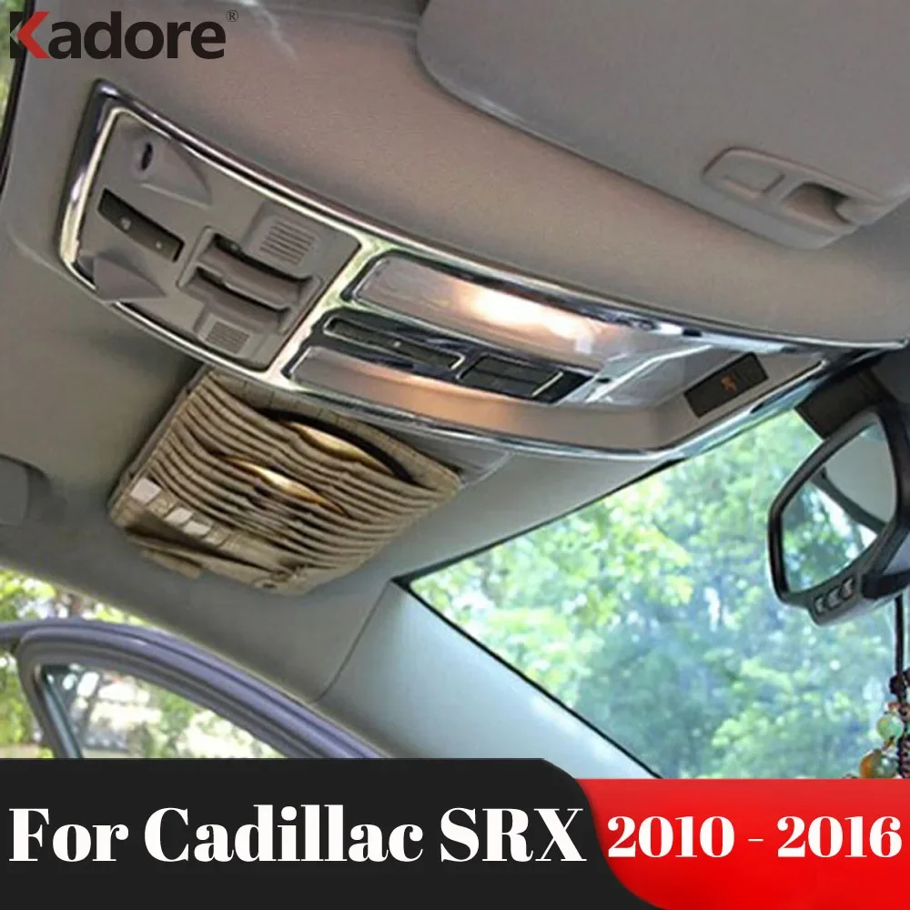 Car Front Roof Reading Light Lamp Panel Cover Trim For Cadillac SRX 2010-2012 2013 2014 2015 2016 Steel Interior Accessories