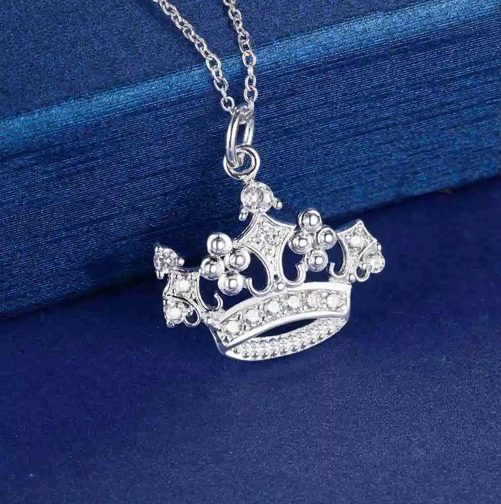 Halskette aus 925er-Sterlingsilber, Kronen-Anhänger, 5A-Zirkon, für Damen, Hochzeitsschmuck, feines Zubehör, hochwertige Mode, Party-Geschenke