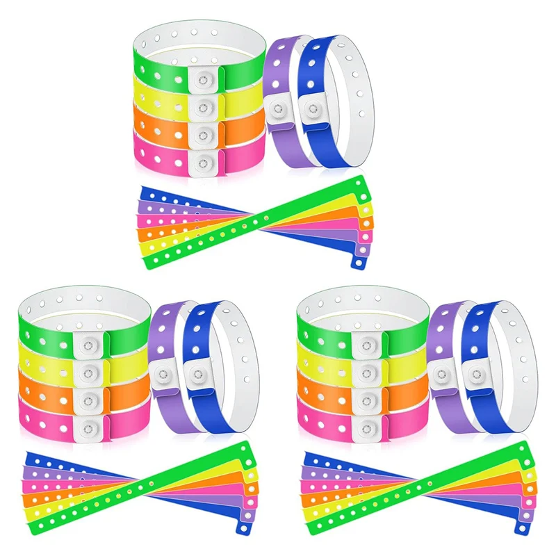 

HJ-144Pcs Vinyl Wristbands Plastic Event Wristbands Colorful Wristbands For Events Concert Carnival Nightclub, Set 2