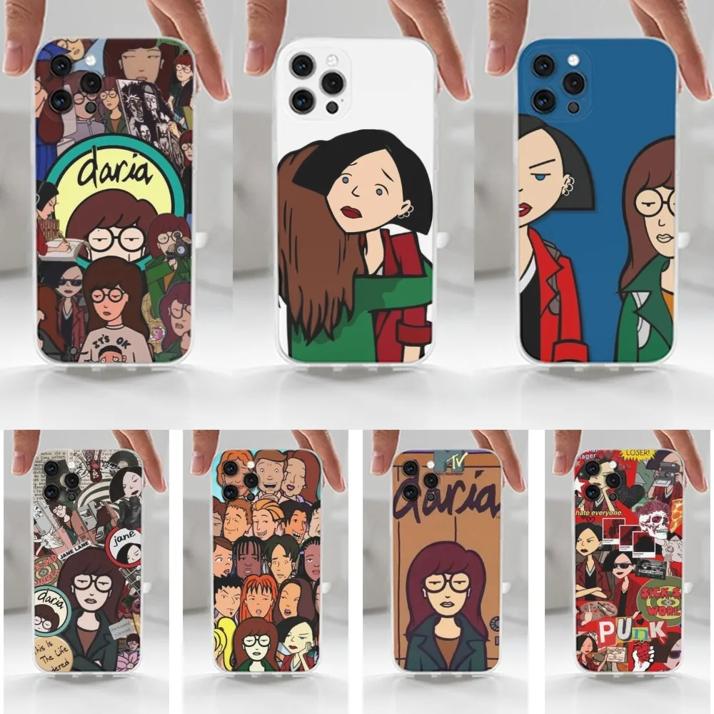 Coque de téléphone avec dessin animé D-Daria, étui en silicone transparent pour iPhone 16,15,14,13,12,11 Plus,Pro,Max, Poly, XS,X,7,8 Plus,SE,Mini