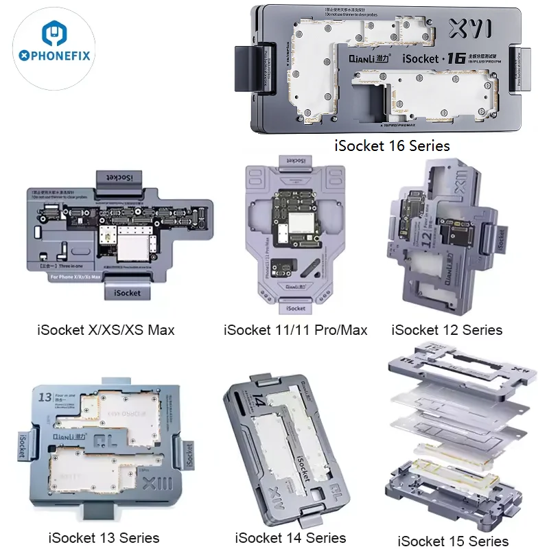 Qianli iSocket Motherboard Layered Test Frame Holder for iPhone 16 15 14 13 12 11 X Series Testing Detection Maintenance Fixture