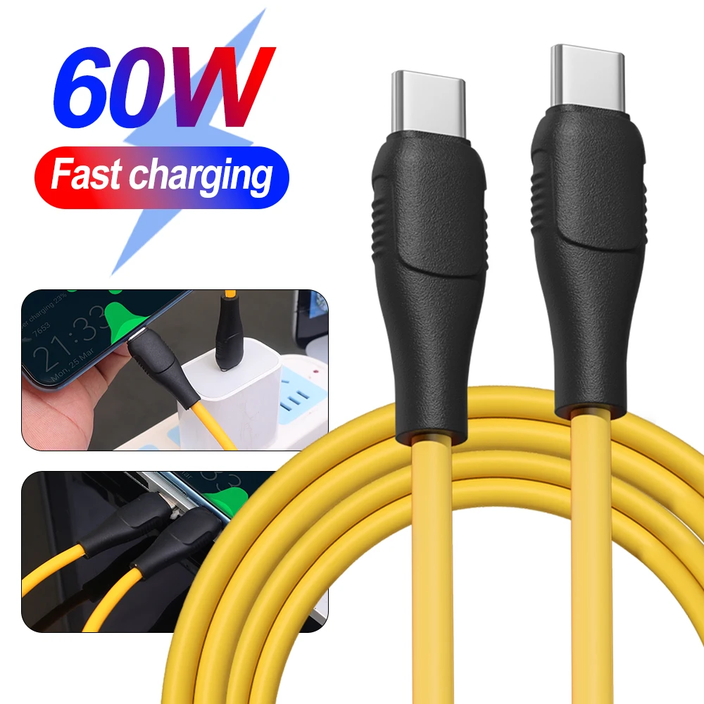 USB C to USB Type C Cable for MacBook Pro Quick Charge 3.0 60W Fast Charging Cable for Samsung Xiaomi POCO Charger Cable Cord