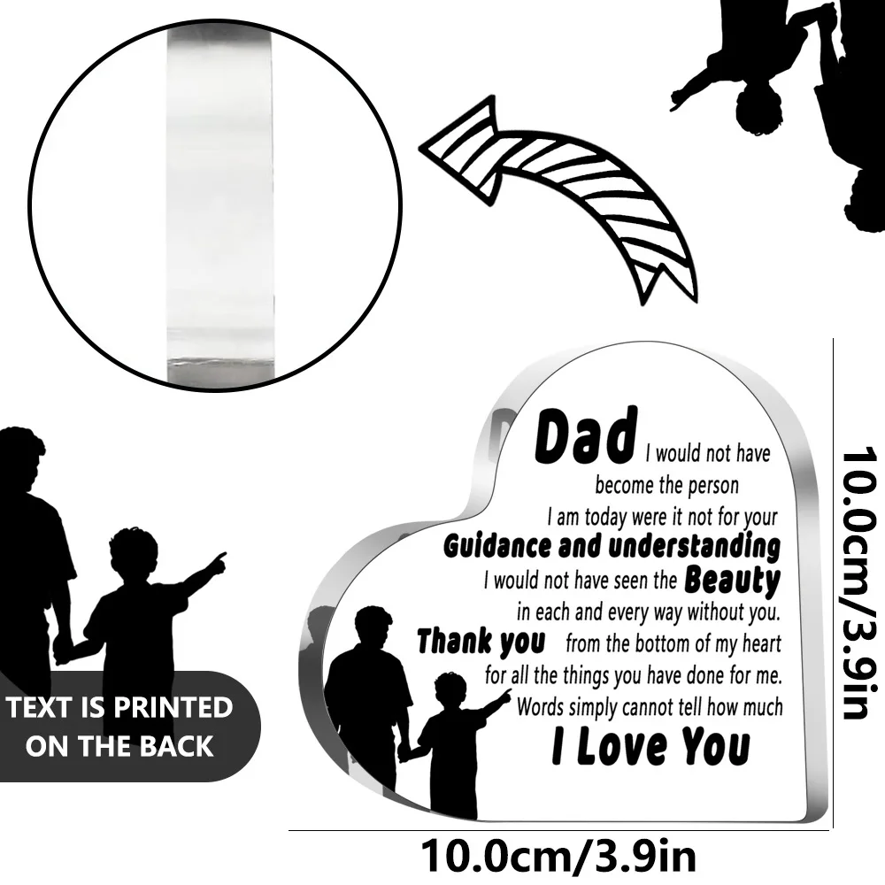 for acrylic Keepsake for Dad with Self Supporting Structure and Minimalist Heart Featuring Timeless Visual Storytelling