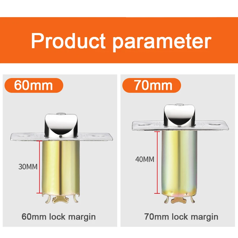 60/70mm Door Lock Bolt Three-column Ball lock latch Ball Lock Extended Lock Three-handle Lock Body Margin 60/70mm Lock Tongue