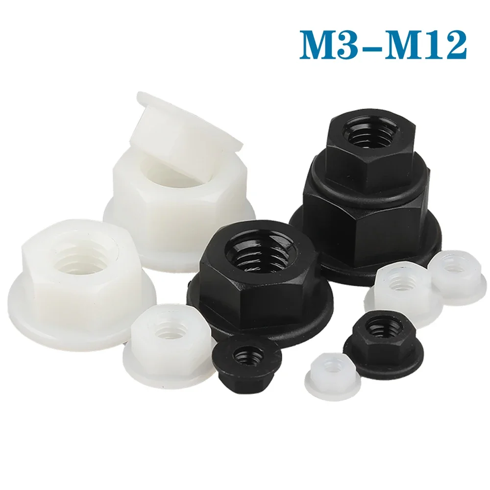 

10-50Pcs M3 M4 M5 M6 M8 M10 M12 Nylon Flange Nuts Hexagon Flange Nut For Heat / Electricity Insulation