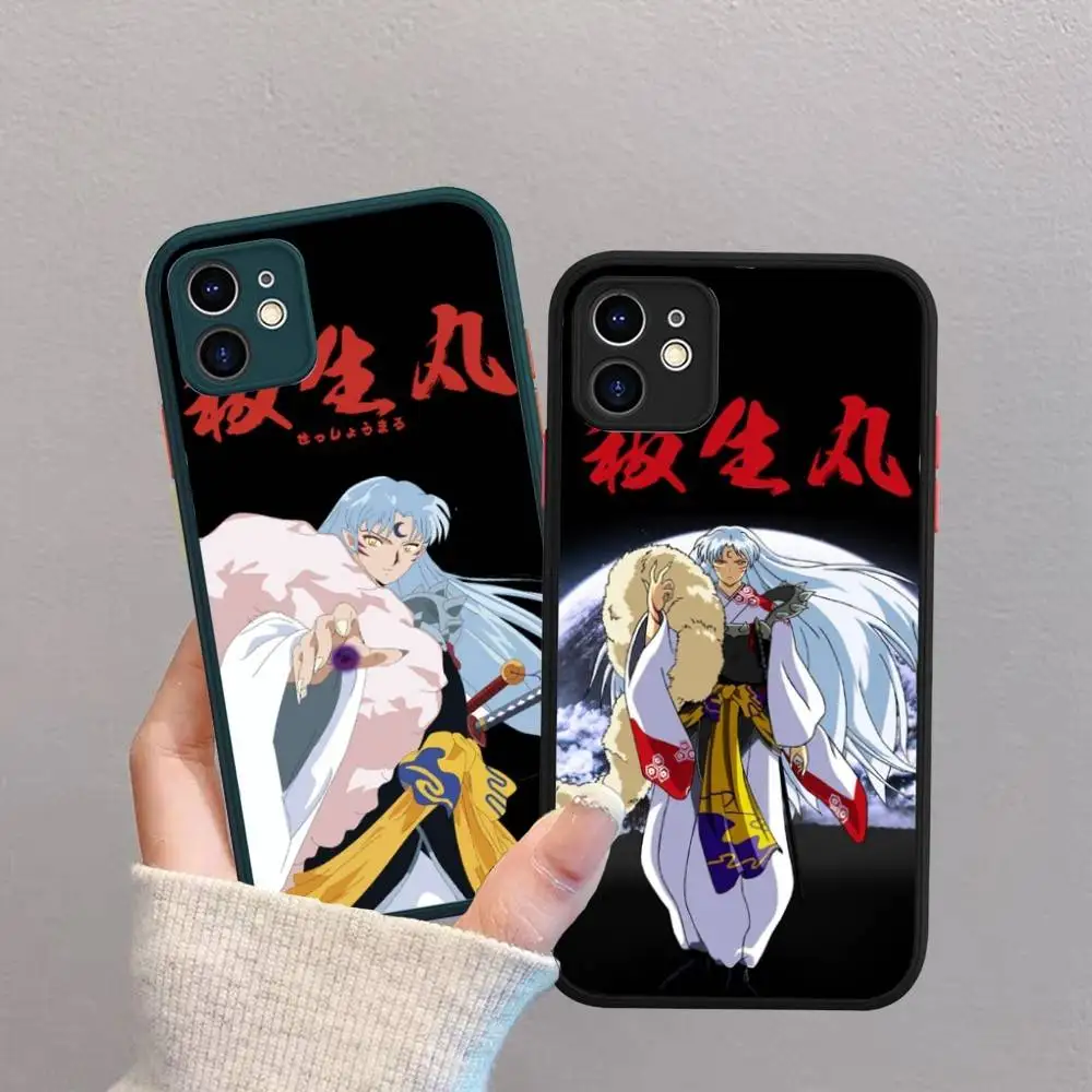 Japen anime i-inuyashaphone caso para iphone 16 15 14 13 12 11 pro max plus x x xs max preto fosco telefone fundas