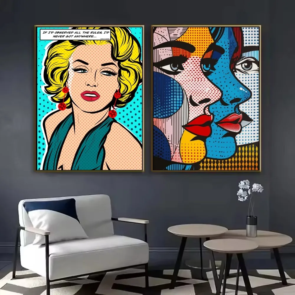 Abstract Pop Roy Lichtenstein Poster HD art sticky wall waterproof home living room bedroom bar aesthetic decoration