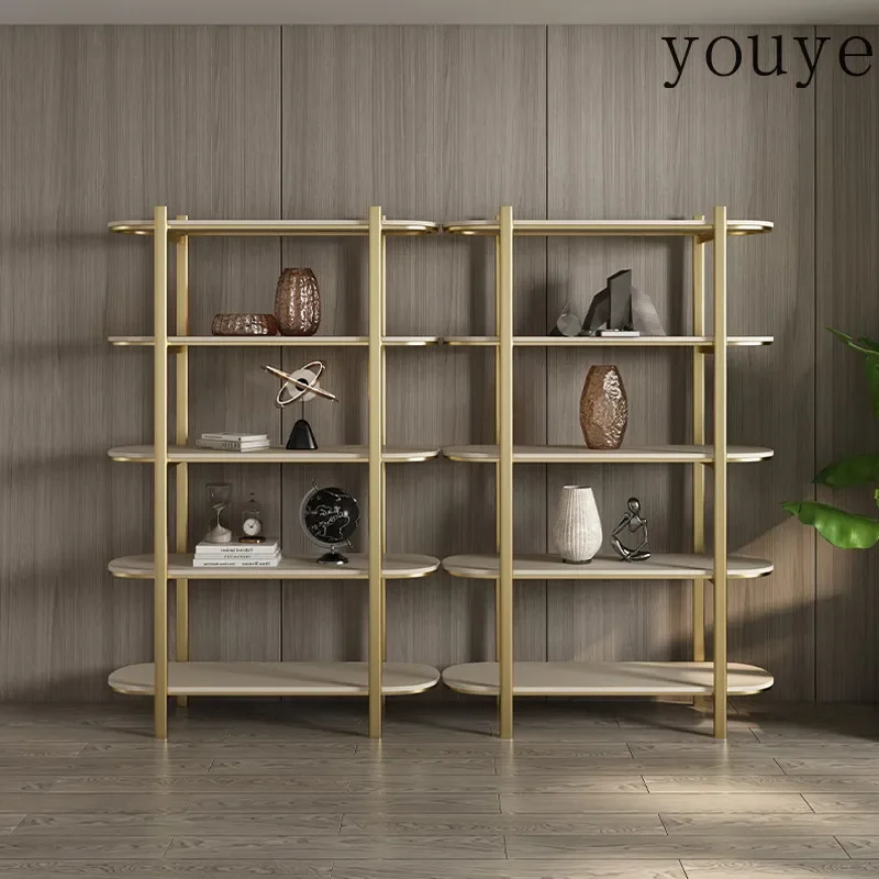 N5 Italian stainless steel bookshelf custom living room simple shelf art collection light luxury display shelf metal bookcase