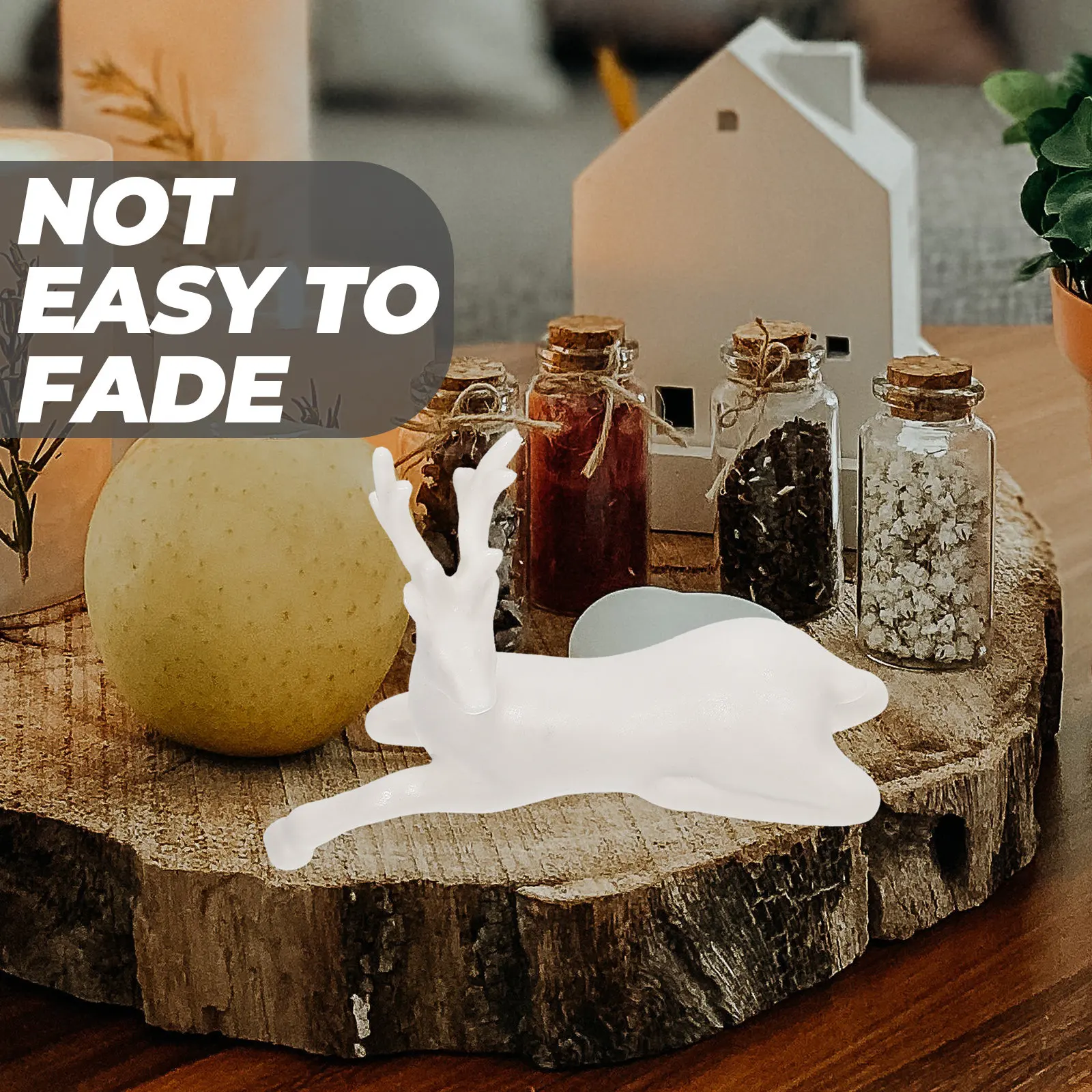 

2Pcs Deer Desktop Adornment Healthy Environmentally Friendly Long Lasting Tea Tray Decor Ceramic Deer Figurines