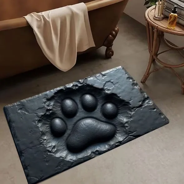 3D Paw Floor Mat with Realistic Relief Texture Anti Slip Pad