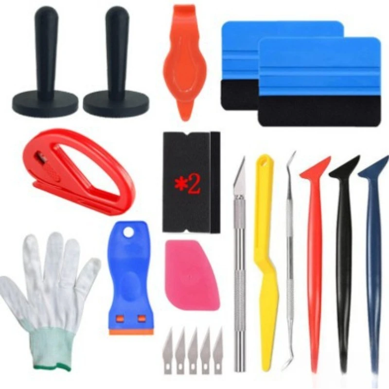 Multifunctional Car Film Tool Set Vinyl Wrap Squeegee Degum Trimming Scraper for Auto Tinting