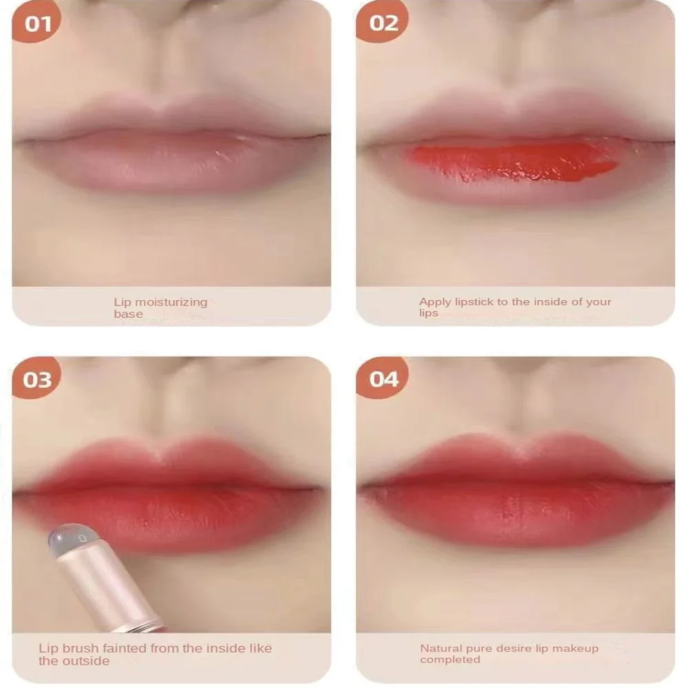 Cepillo de labios de cabeza redonda suave con tapa protectora, pincel de silicona para manchas de lápiz labial, aplicador de lápiz labial, cepillo corrector a prueba de polvo