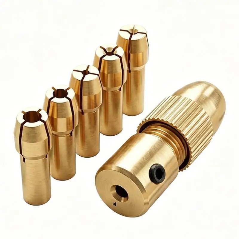 7-piece Set 0.5-3mm Mini Drill Chucks Micro Collet Copper W/Wrench Adapter Household Electricity Acc For Power Rotary Tool