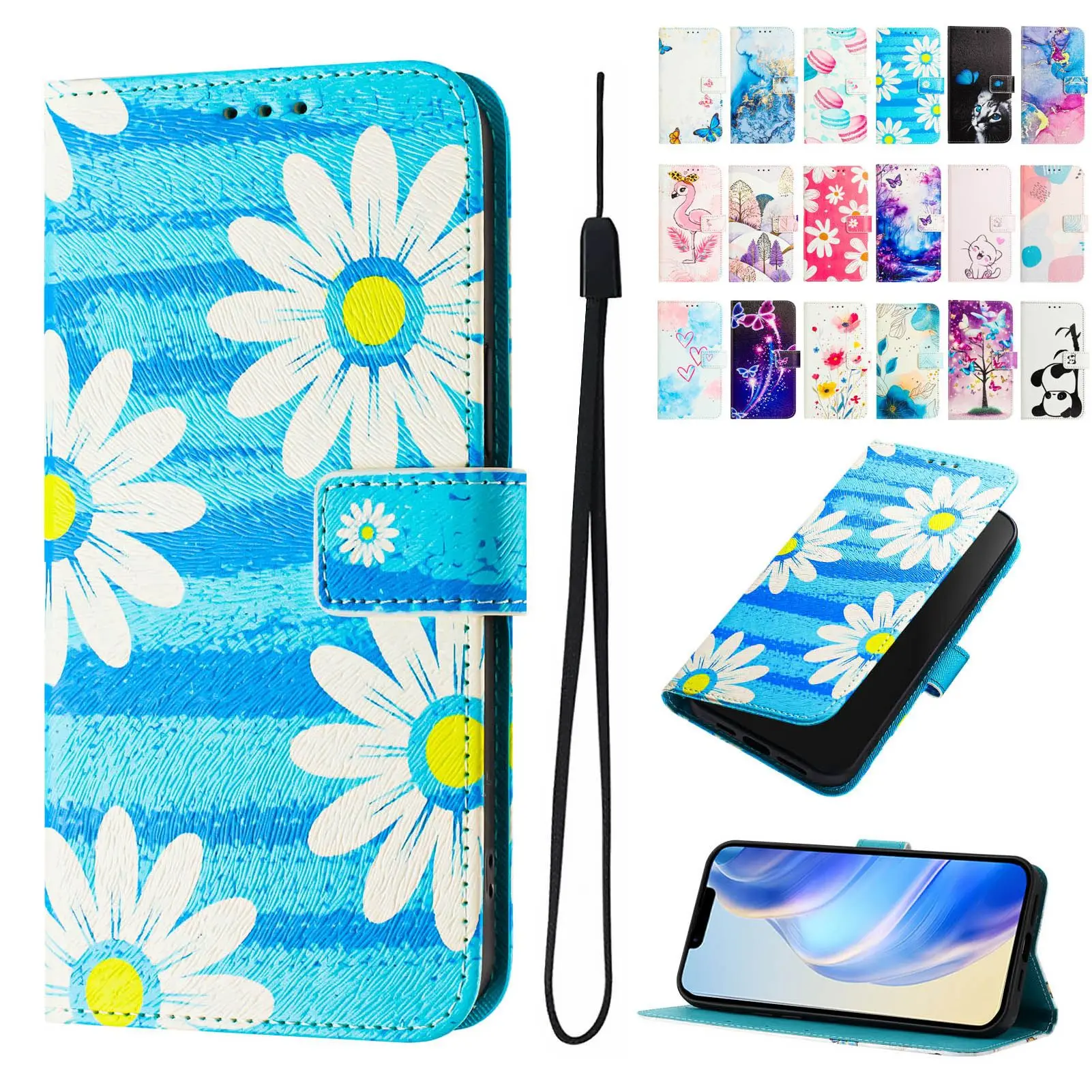 

Sunjolly 18 Pattern Phone Case for Huawei Nova 12S 12i 9 SE 8i Pura 70 Pro Honor 50 SE Lite Pro Colorful Wallet Case Cover capa