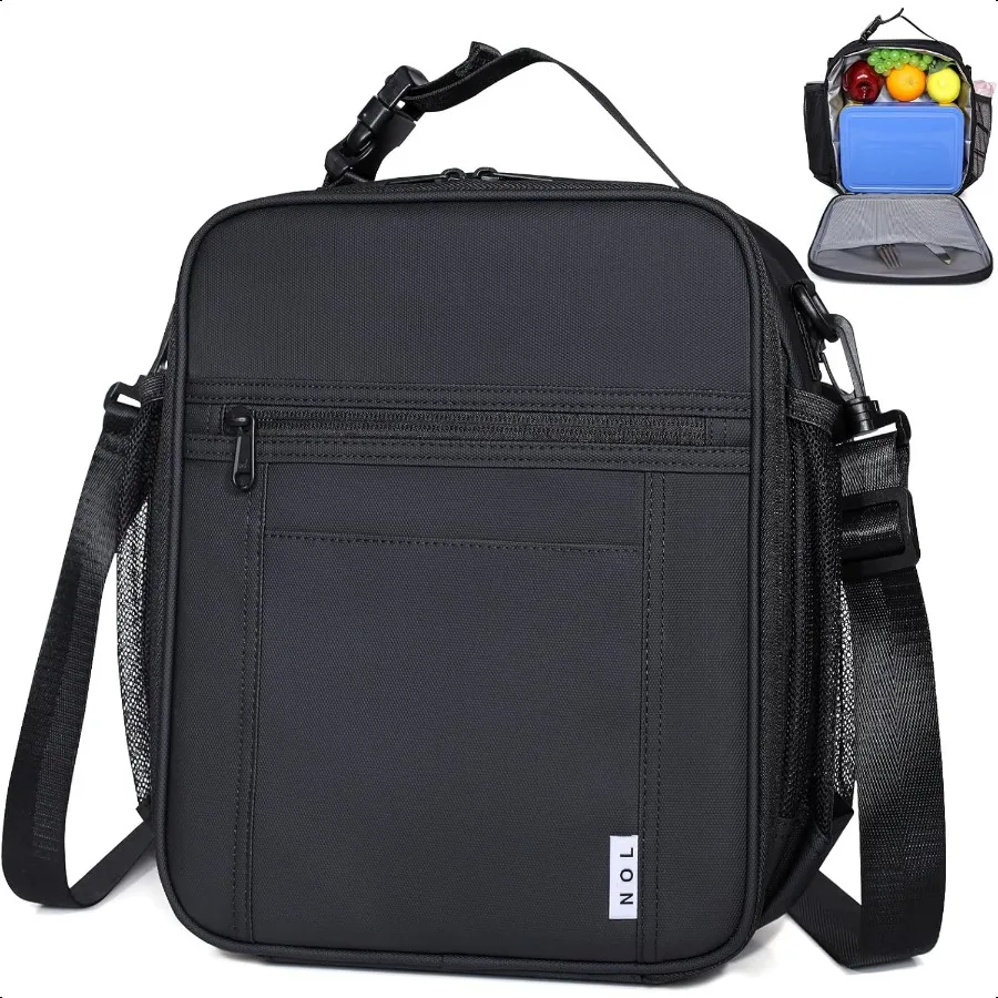 

NOL Nylon Waterproof Lunch Bag Insulated Lunch Bag Lunch box Cooler Reusable Zip Closure with Buckle Handle Holds Lunch Box Sna