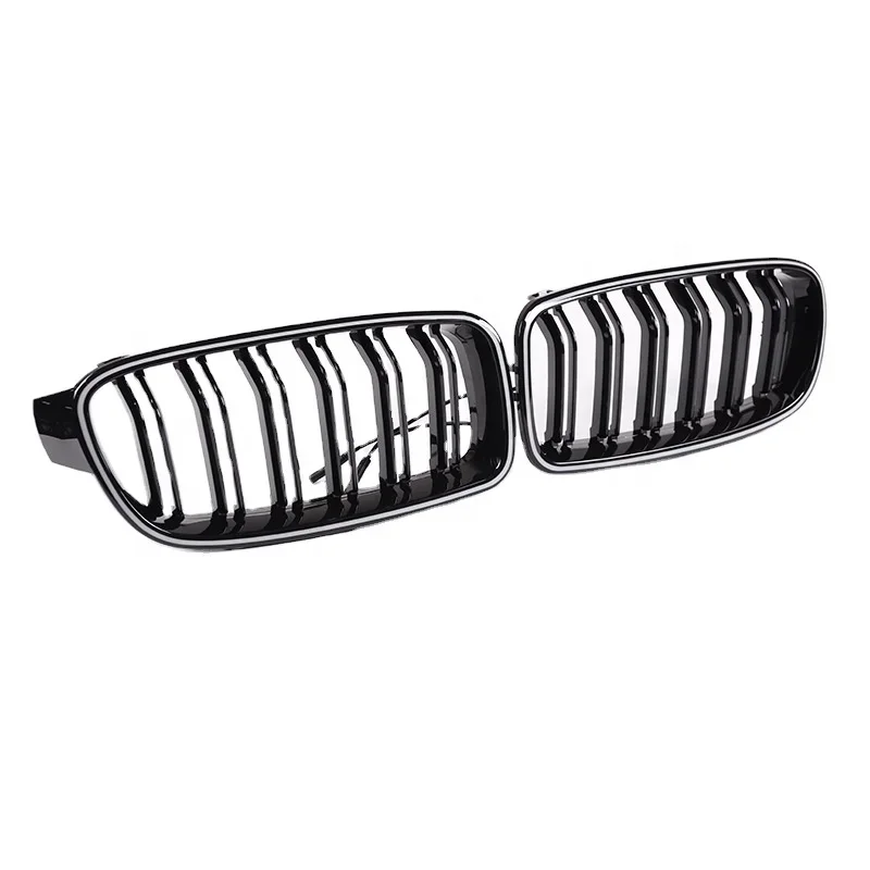 Luminous Light Glowing Double Slats Gloss Glossy Black Grills 2pcs F30 Grill Front Kidney Grille for BMW 3 Series F30