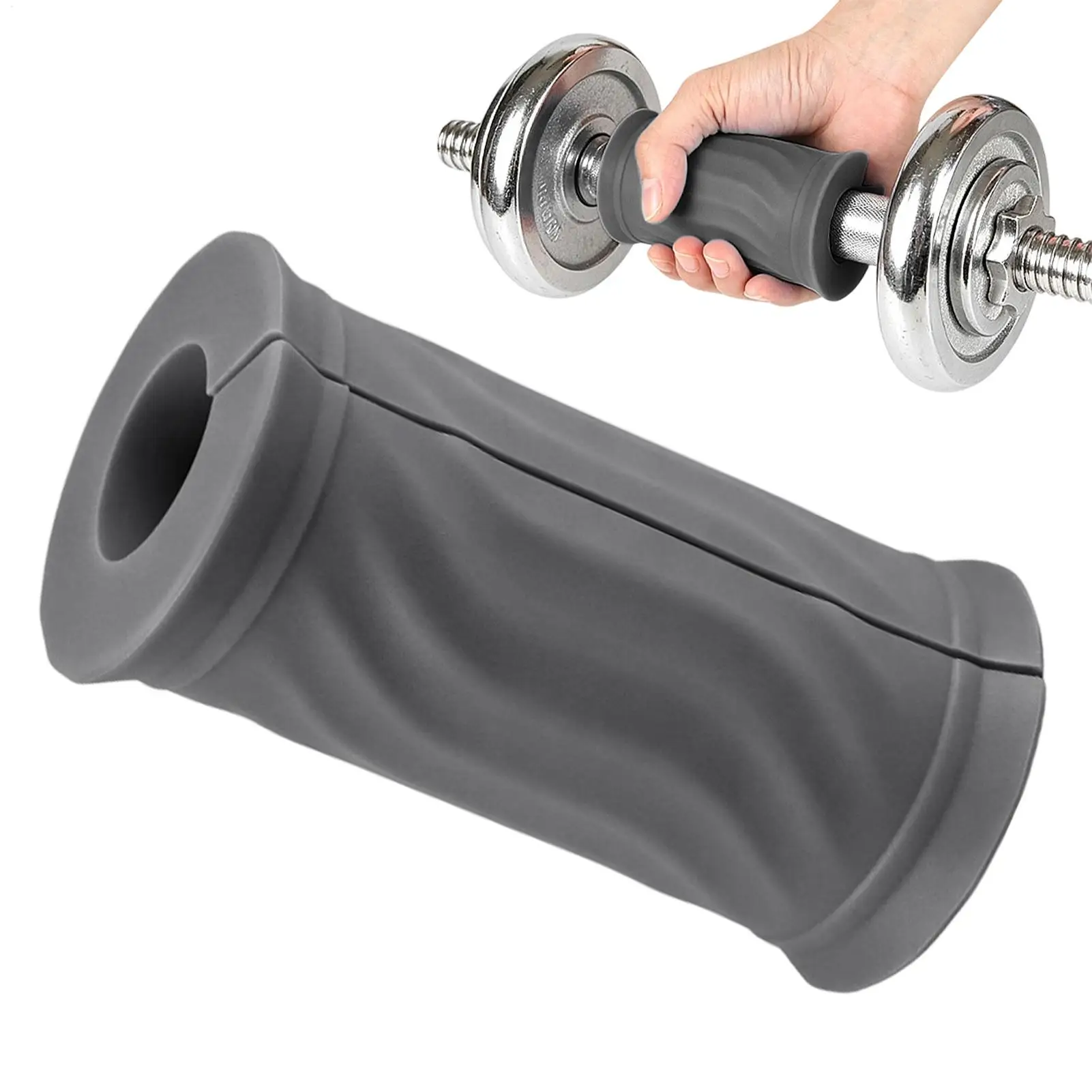 Dumbbell Handle Grips Anti-Slip Silicone Waterproof Protective Cover Gym Grips Dumbbell Bar Cover for Deadlift Press