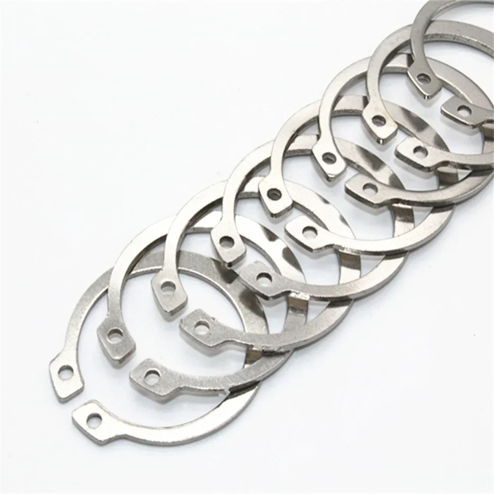 304 الفولاذ المقاوم للصدأ M6-M7 M8-M10-M20-M30-M50-M60-M70-M80-M90-M100 M150 محور نوع C-محور حلقة ثابتة مفتوحة مرنة الاحتفاظ الدائري #3