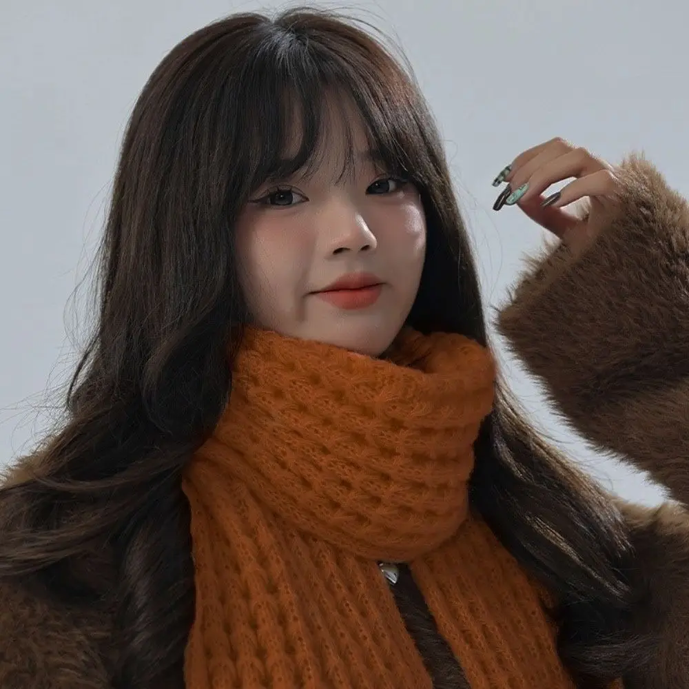 2Pcs Fashion Windproof Knitted Hat Scarf Thicken Korean Style Neck Guard Hat Set Soft Simple Warm Scarf Winter Autumn