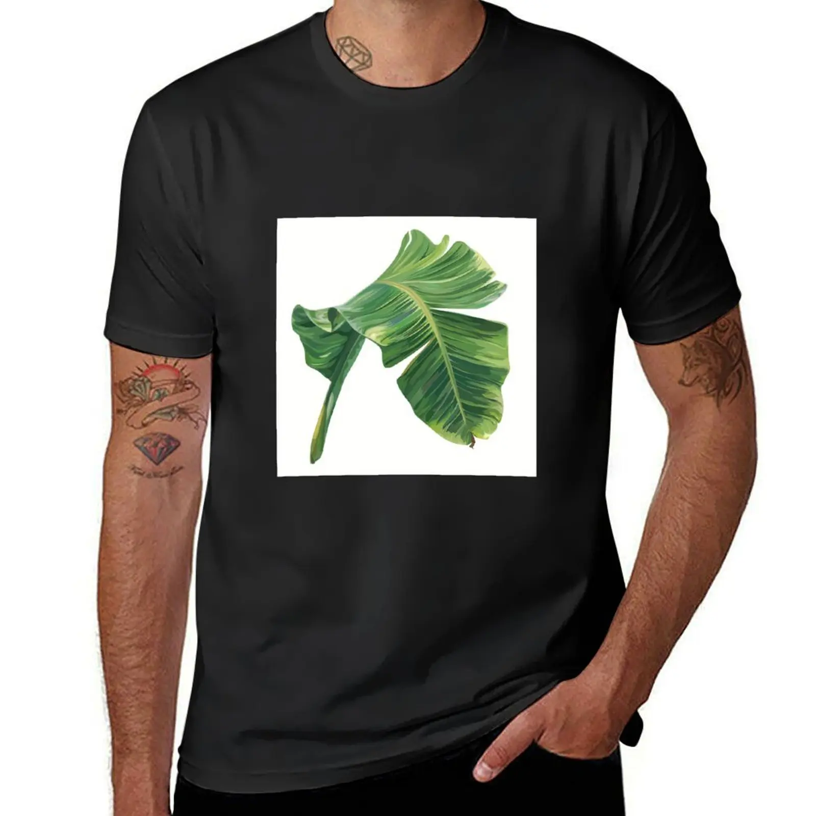 Banana leaf T-Shirt graphics for a boy blacks hippie clothes black t-shirts for men