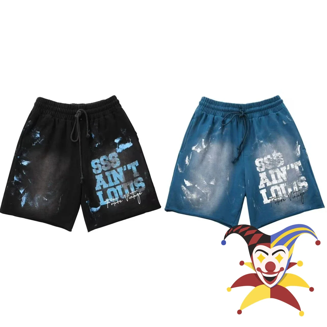 

Washed Saint Louis Graffiti Shorts Men Women Best Quality Handcrafted Destroy Letter Print Drawstring Shorts