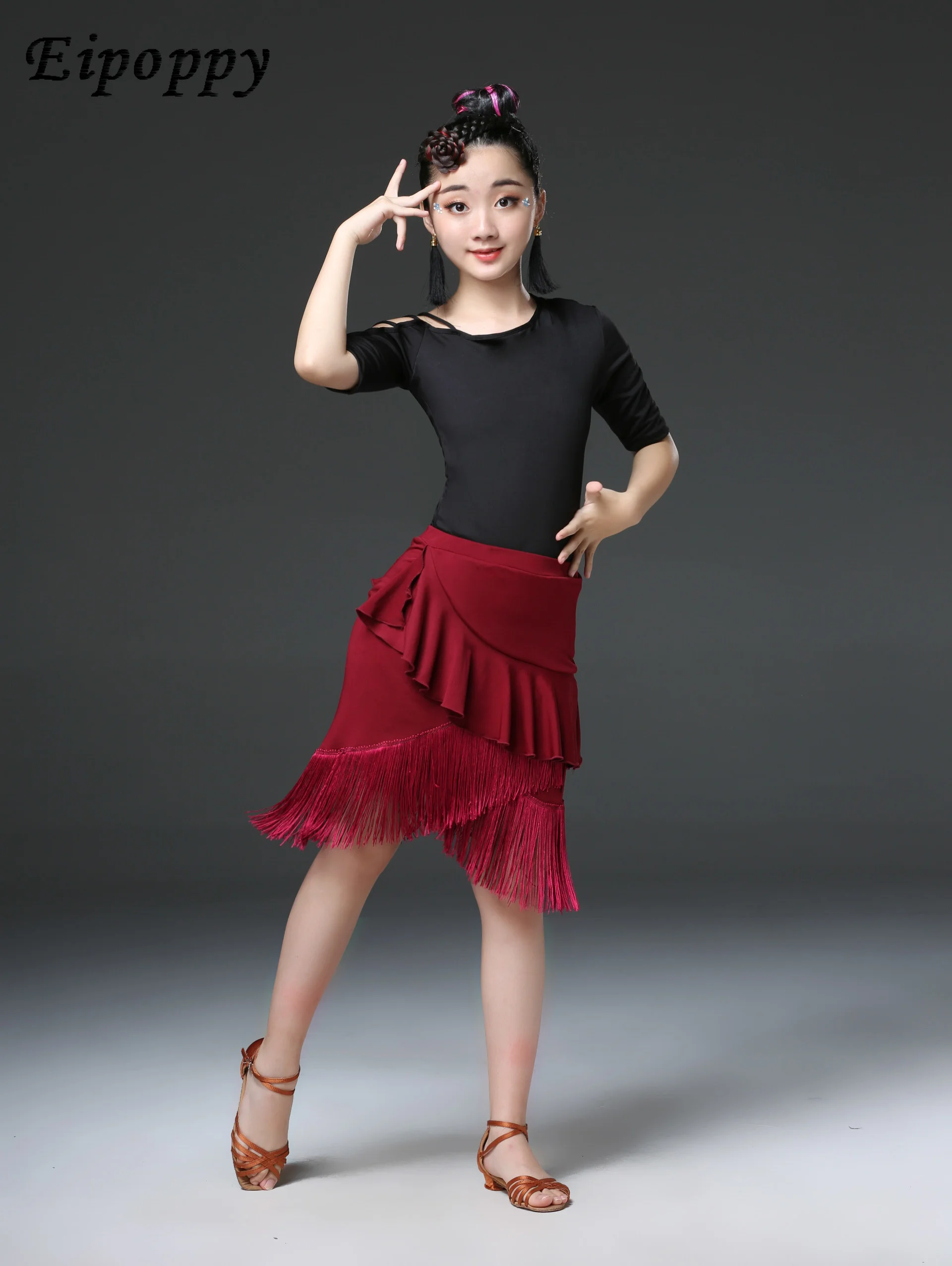 زي أداء الرقص اللاتيني للفتيات ، ملابس التمارين