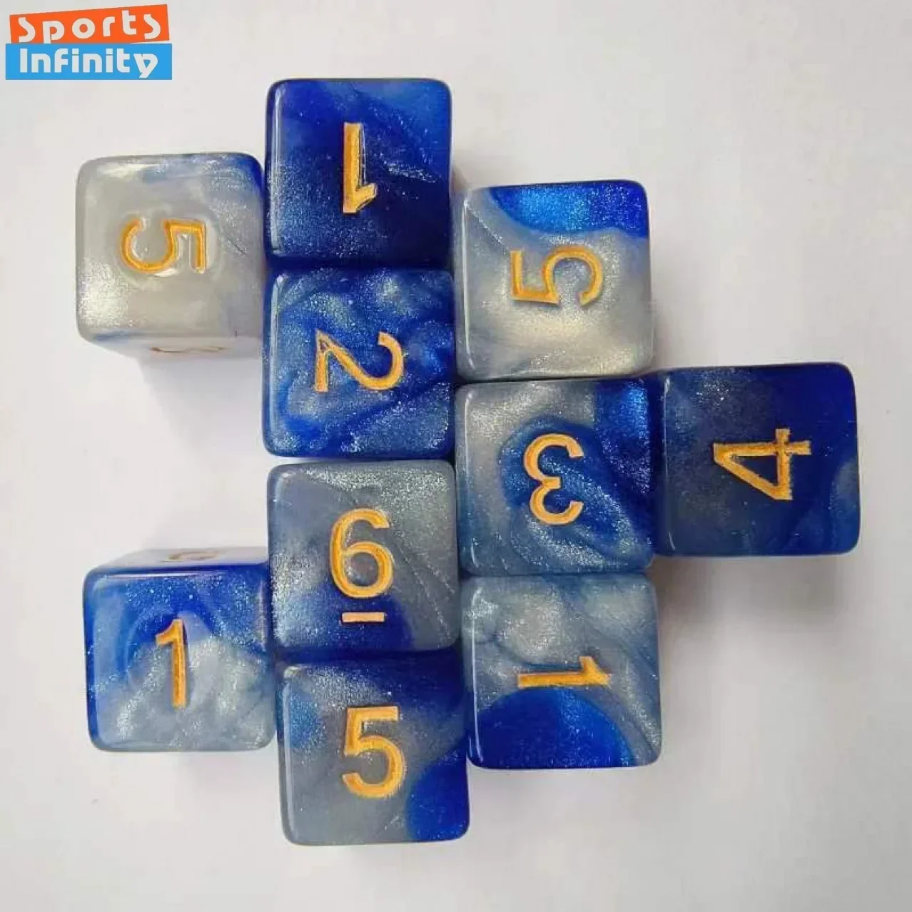 

10pcs/set 16mm 6-sided Dual Color Starry Sky Digital Dice Acrylic Cthulhu Dice for Dnd COC RPG Board Game DND Dice Set