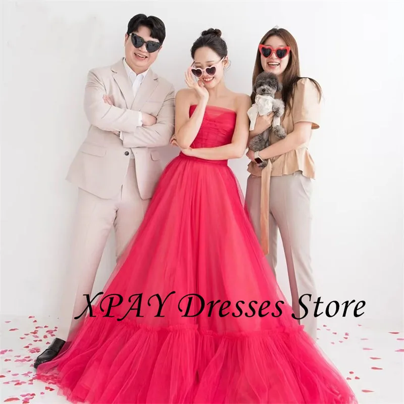 XPAY Fairy Rose Pink Korea Suknie ślubne Elegancka warstwa A Line Suknia na występy Dostosowana koreańska sukienka do sesji zdjęciowej 웨딩드레스