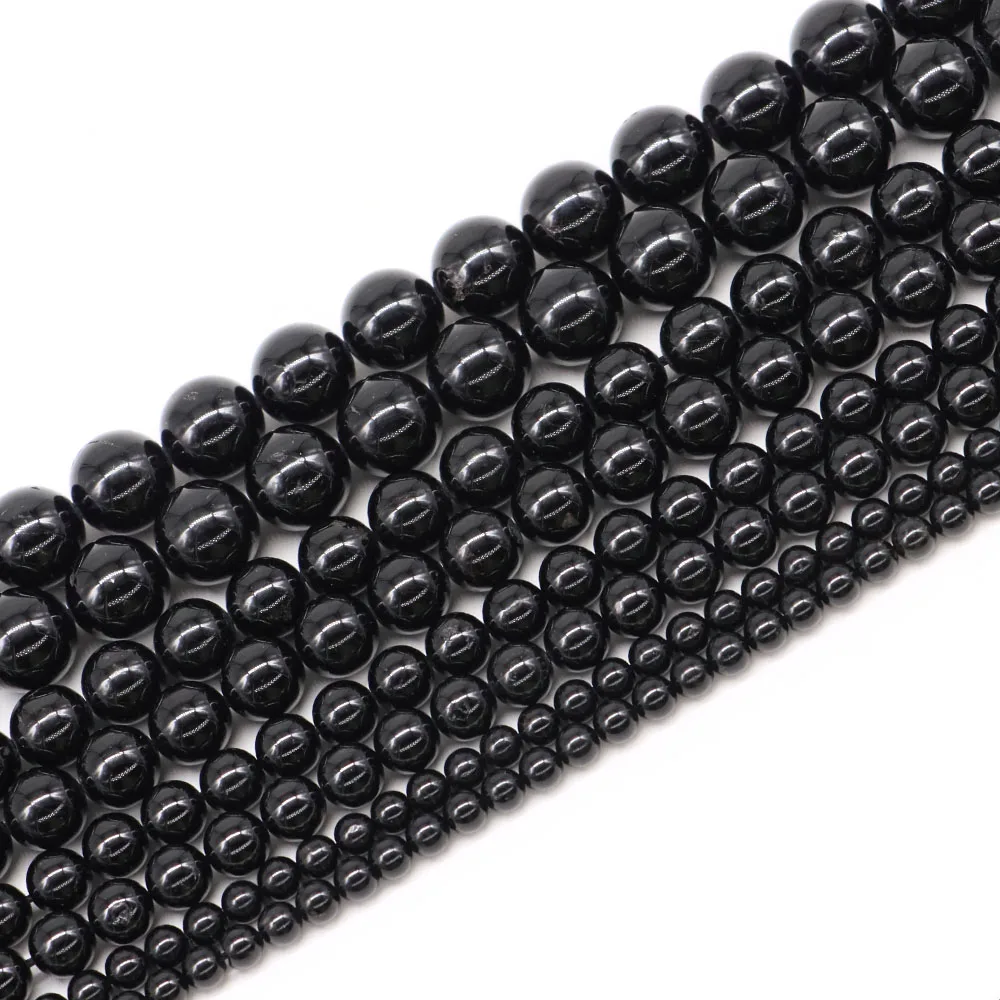4 6 8 10mm Natural Crytsal Stone Black Tourmaline Round Loose Spacer Gemstone Accessories For Making Handicrafts Jewelry Gifts