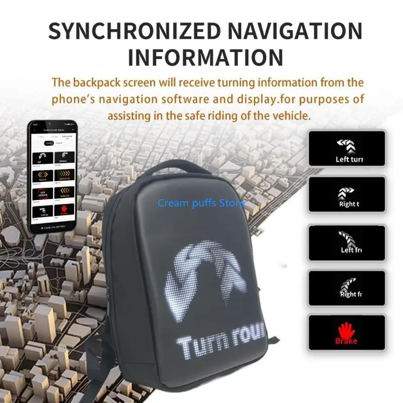 50LE Programmable Lighted Backpacks For Commuting Cycling USB Power Advertising Display