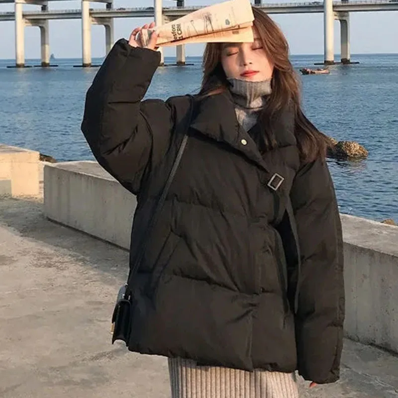 

Зимние женские повседневные парки, верхняя одежда, 2025 г., женская короткая хлопковая стеганая куртка с длинными рукавами, корейская женская мода, пуховое хлопковое пальто