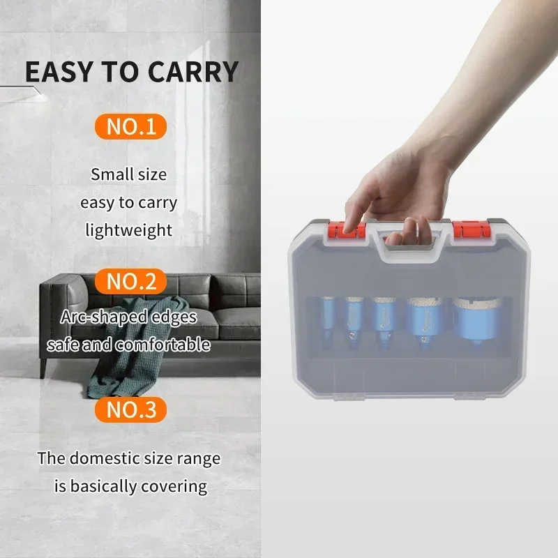 8PCS 6-45mm Diamond Coated Drill Bits Set Ceramic Tile Hole Saw with Position Drill for Glass Marble Granite Stone Porcelain
