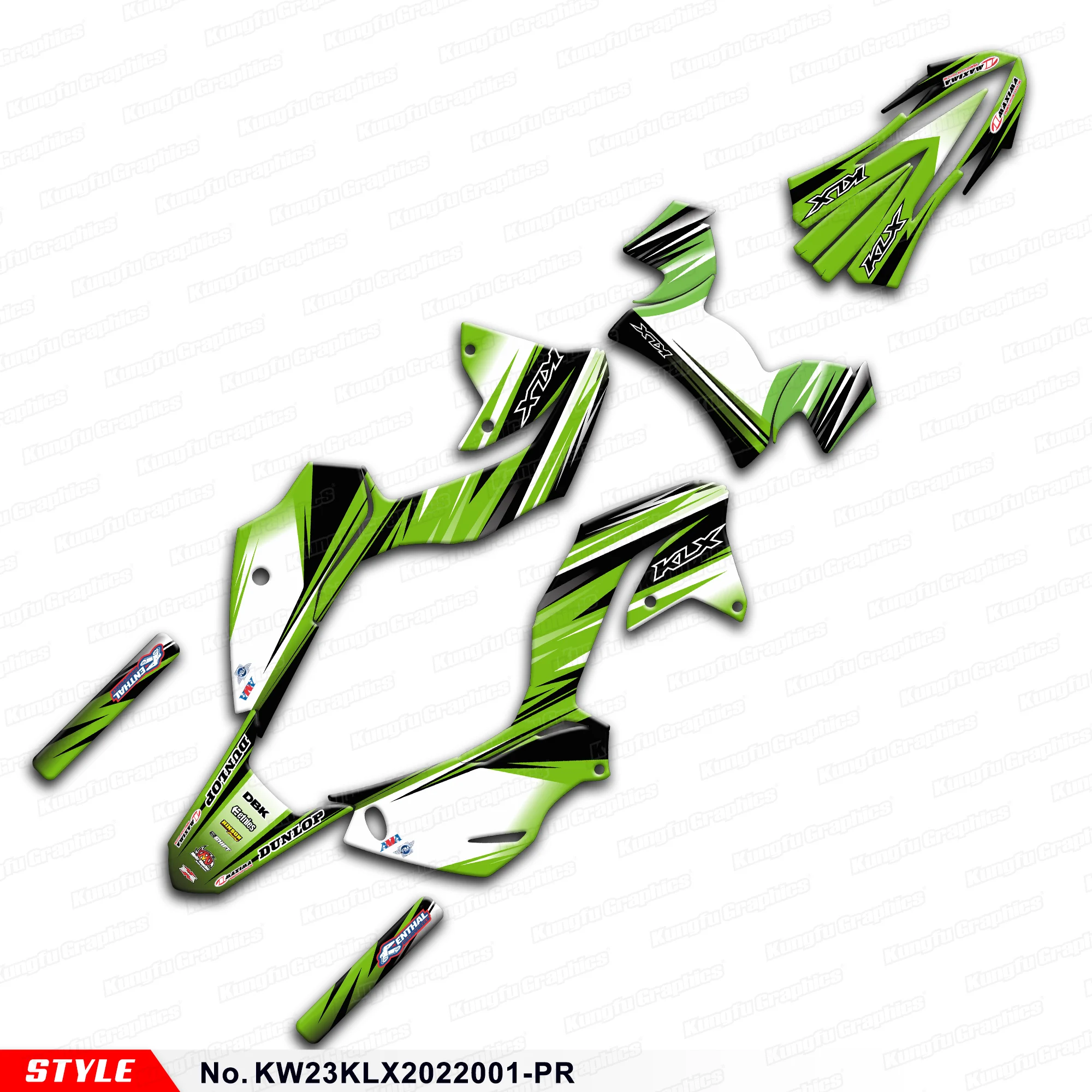 

Motorcycle Graphics Adhesive Sticker for Kawasaki KLX230 2020 2021 2022, KW23KLX2022001-PR