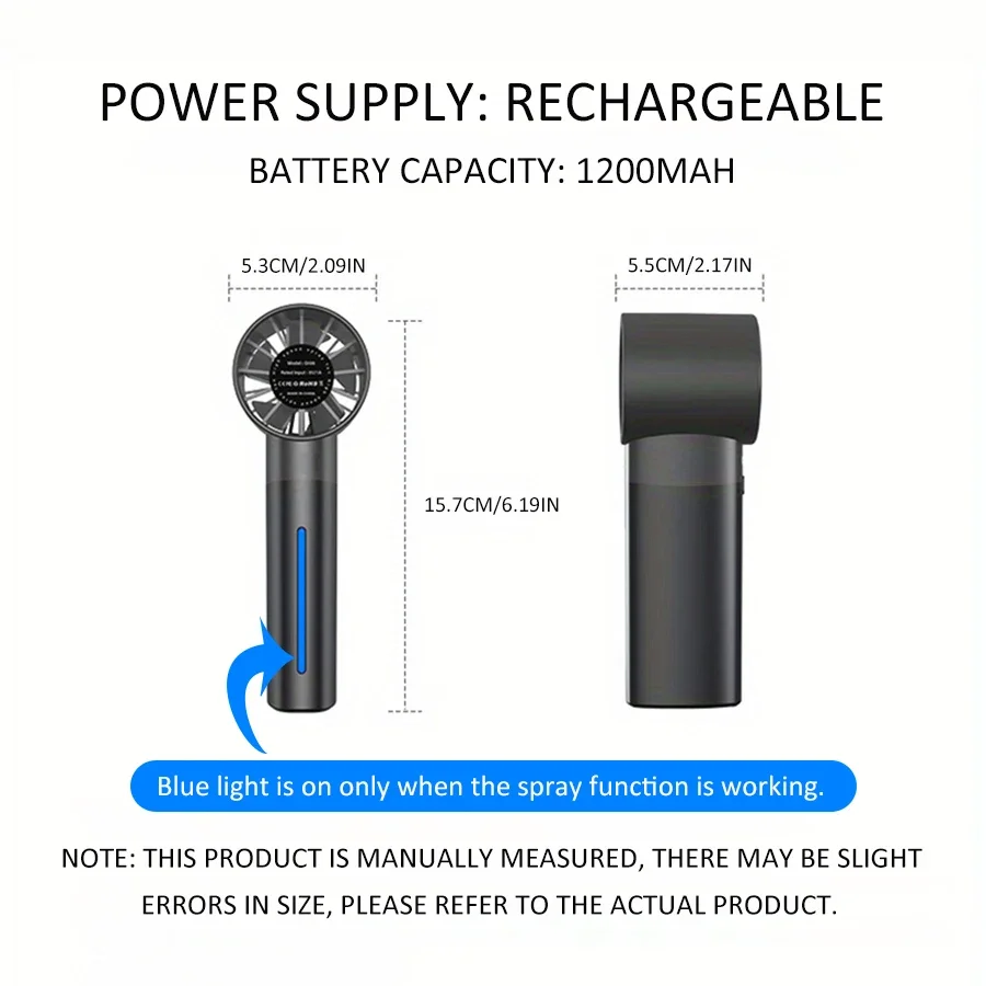 2025 Новый ручной вентилятор с распылителем, 5-скоростной вентилятор с регулируемой скоростью ветра, мини-USB-вентилятор, летний ежедневный ручной вентилятор с распылителем охлаждения