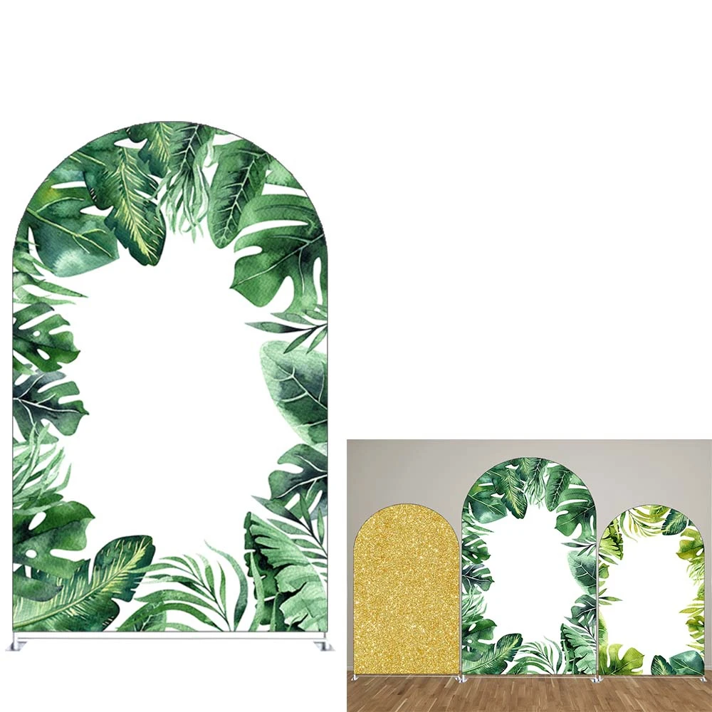 Copertura dello sfondo dell'arco a tema giungla verde/copertura del cilindro per la festa di compleanno, oggetti di scena per la decorazione della festa di nozze e Baby Shower