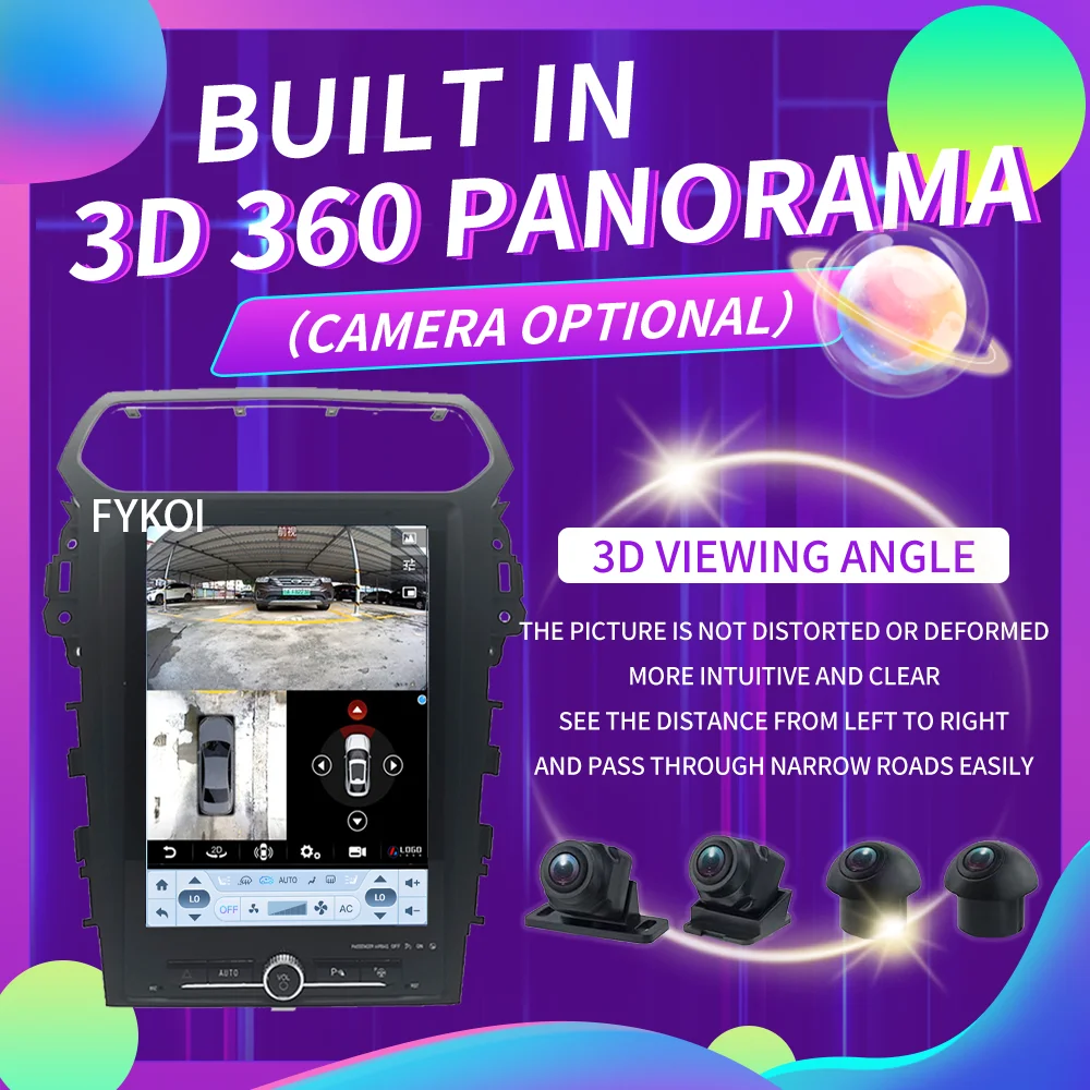 شاشة Carplay لاسلكية 12.1 بوصة تعمل بنظام أندرويد 15 لسيارة فورد إكسبلورر 2013-2019، راديو السيارة، وحدة رأس الفيديو متعددة الوسائط، بلوتوث 4G، واي فاي، DSP #3