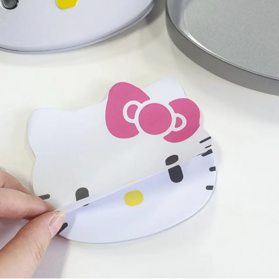 Sanrio Hello Kitty Tinplate Metal Storage Box Kt Cat Metal Candy Card Organizer Box with Note Book Stickers Note Box Gifts