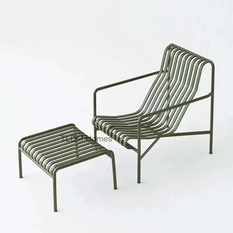 

Nordic Outdoor Furniture Wrought Iron Garden Chairs Balcony Courtyard Coffee Shop Lounge Chair Creative Restaurant Villa Stool L