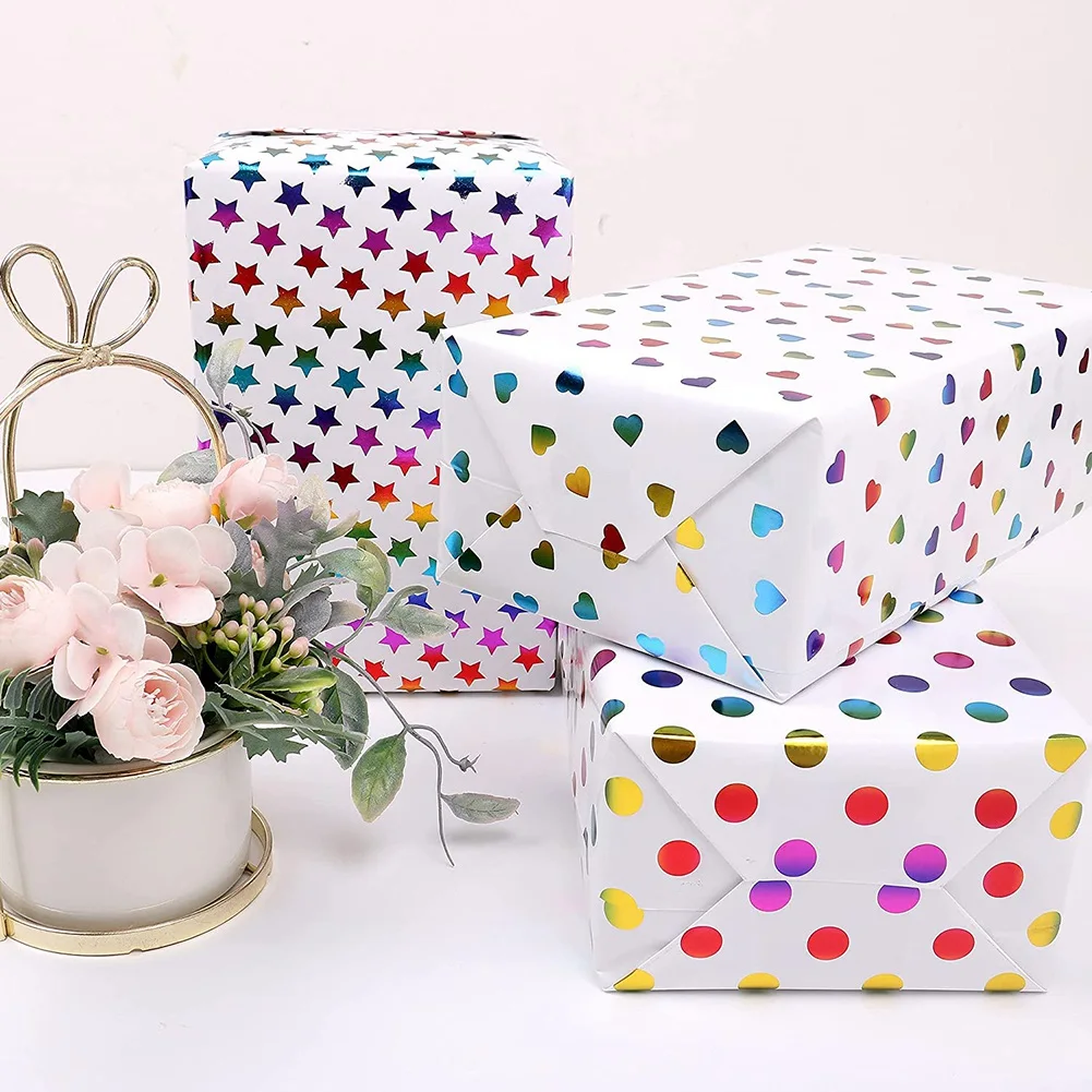 6 hojas de papel para envolver regalos, papel de regalo colorido multicolor para mujeres y hombres, cumpleaños o Navidad, 50CM X 70CM-POS