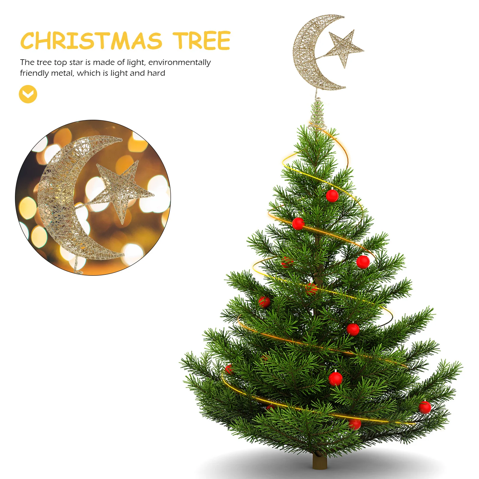 

Stars and Moon Decorations Hanging Christmas Tree Topper Modern Bling Ornament Child