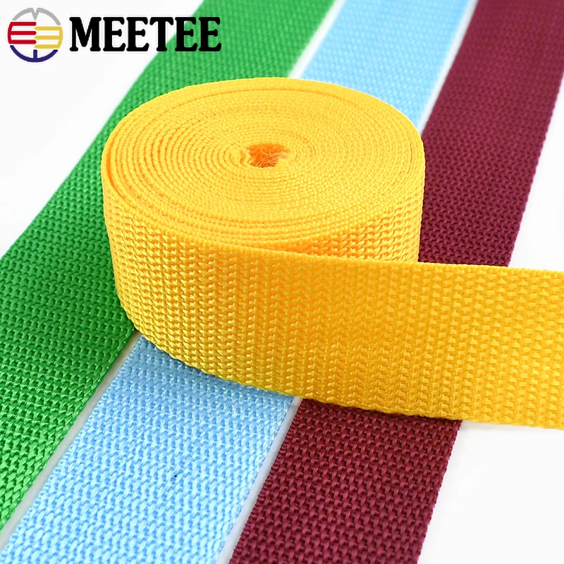 

10M Meetee 20-50mm Polypropylene PP Webbing Strap Handbag Ribbon Bands Clothes Bag Tapes Dog Collar Safety Belts DIY Accessories