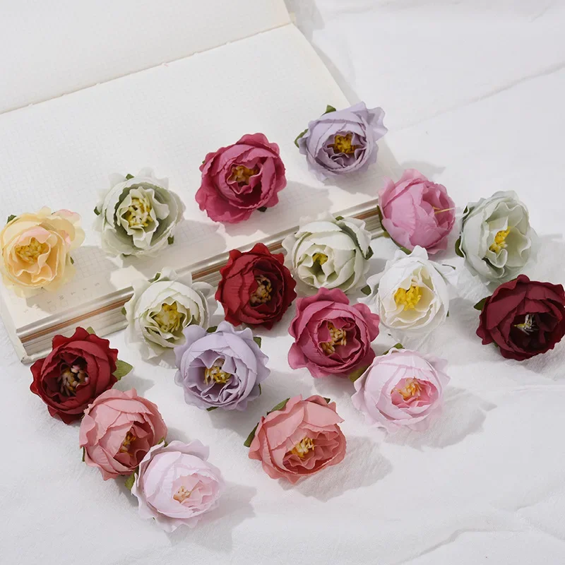 

50Pcs Artificial Rose Bud Flowers Wedding Decoration Christmas Garland Home Decor Scrapbooking DIY Craft Accessories Fake Rose