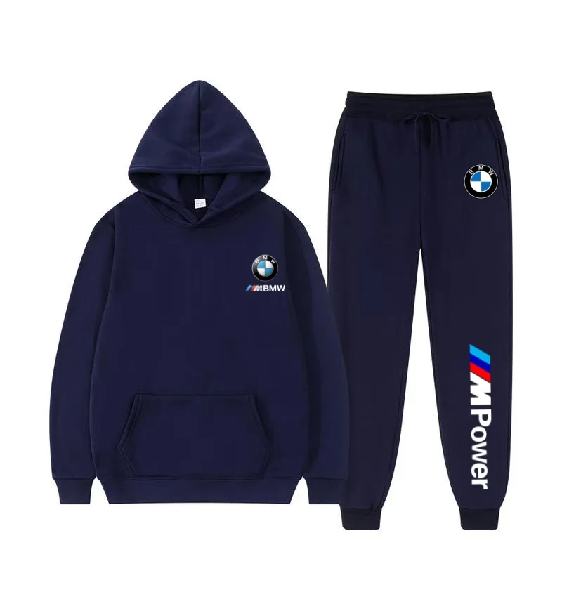 BMW المحدودة العلامة التجارية الجديدة الرجال الخريف والشتاء هوديي مجموعات قميص رياضي غير رسمي بذلة رياضية سوبر سيارة رياضية + الركض بانت