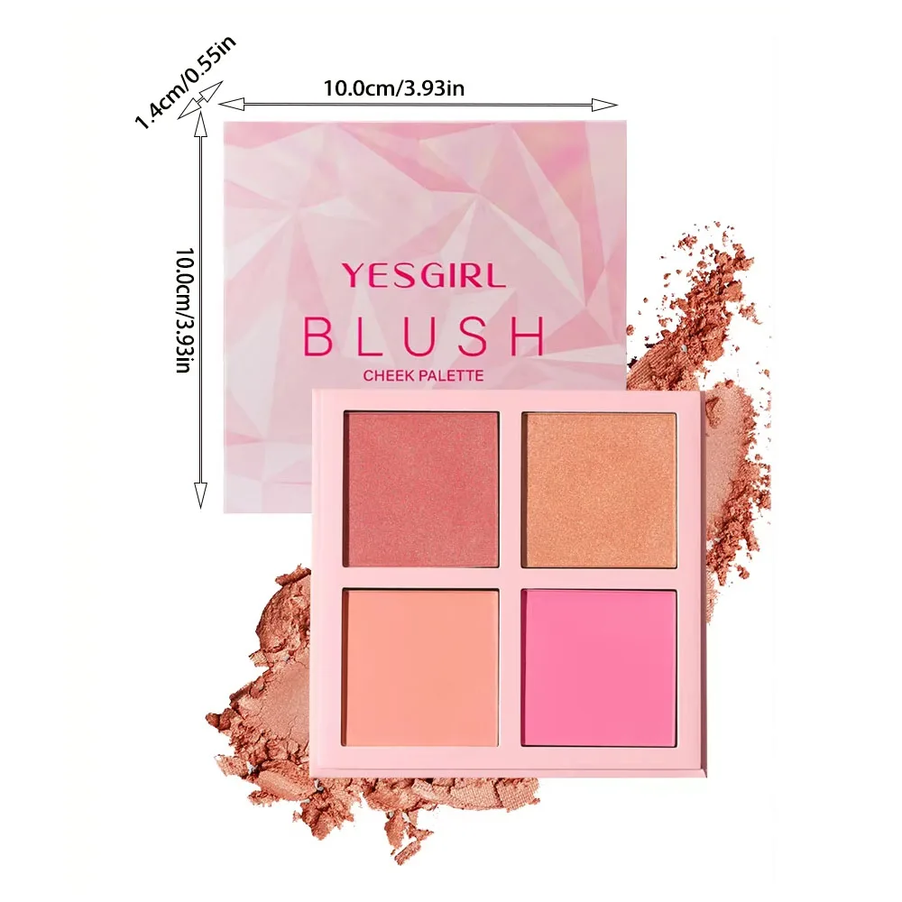 بودرة أحمر خدود غير لامعة بأربعة ألوان، بودرة ضباب ناعمة منخفضة التشبع، أحمر خدود أحمر يضيء هدية عيد الميلاد #6