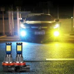 2Pcs H8 H11 led fog light dual color hb4 hb3 3030 24SMD H16 fog lamps H3 H4 H7 LED BULBS 880 881 H27 FOG LAMP PSX24W PSX26W BULB