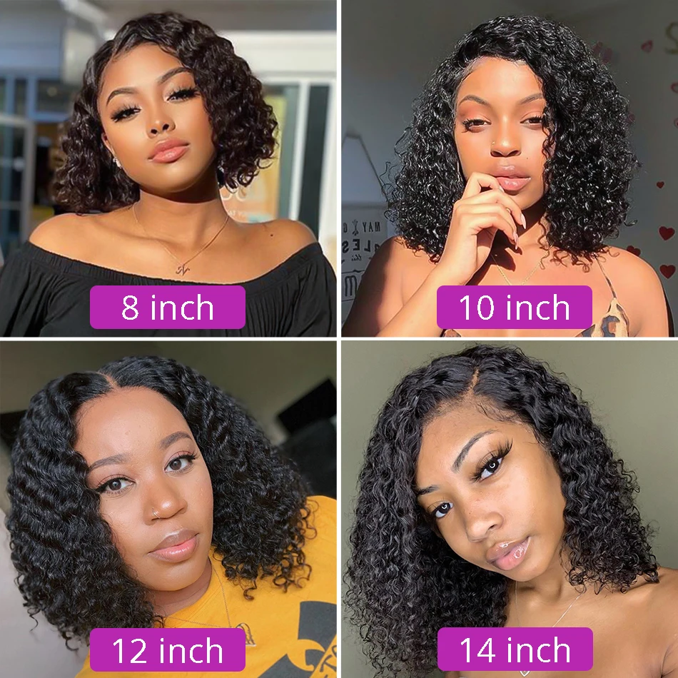 Short Bob Wig Jerry Curly Human Hair Wigs Deep Wave 13x4 Lace Frontal Wig Brazilian Remy Hair 4x4 Lace Glueles Wigs For Women