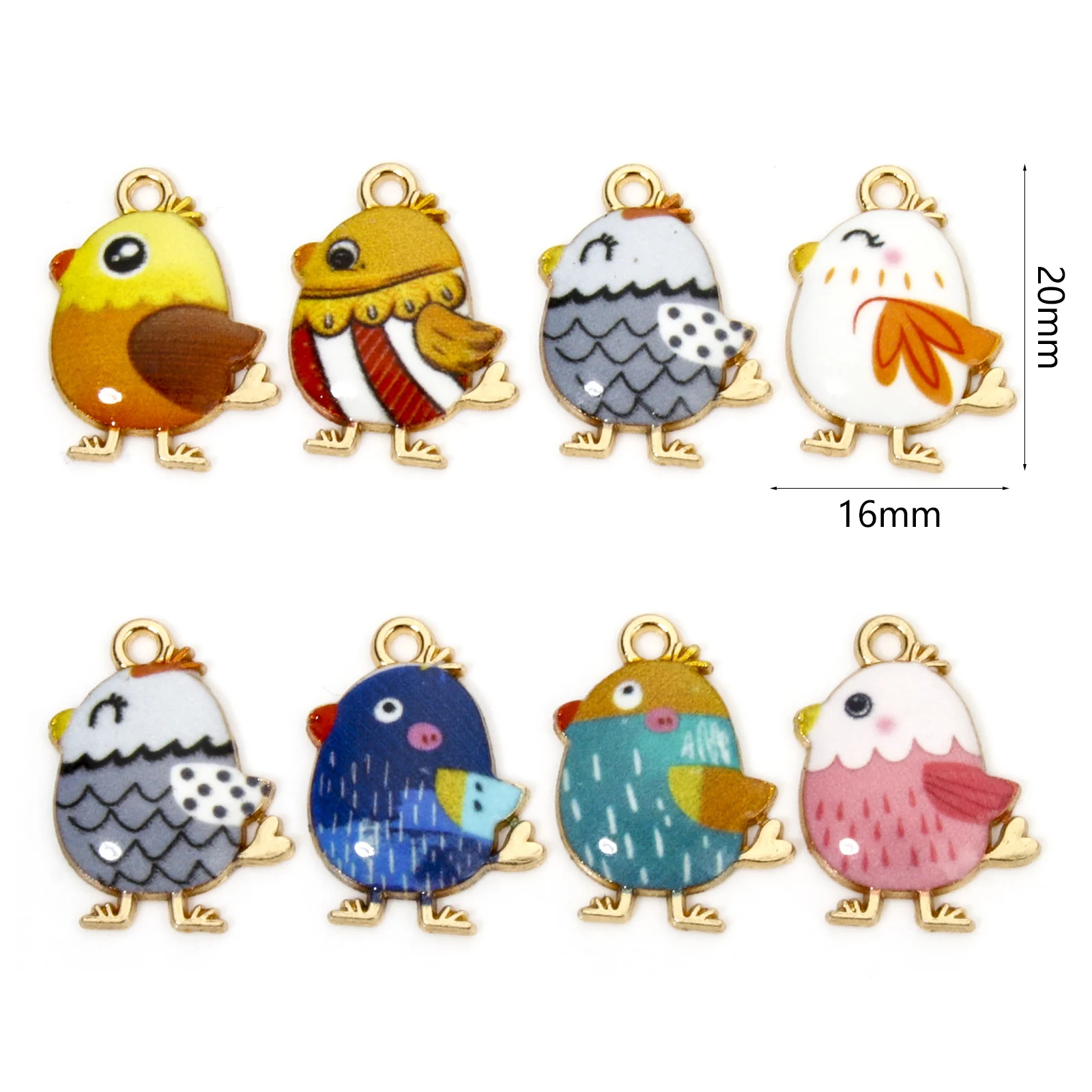 10pcs Easter Day Charms Multicolor Chicken Animal Enamel Pendants DIY Necklace Bracelet For Women Jewelry Findings 20mm x 16mm