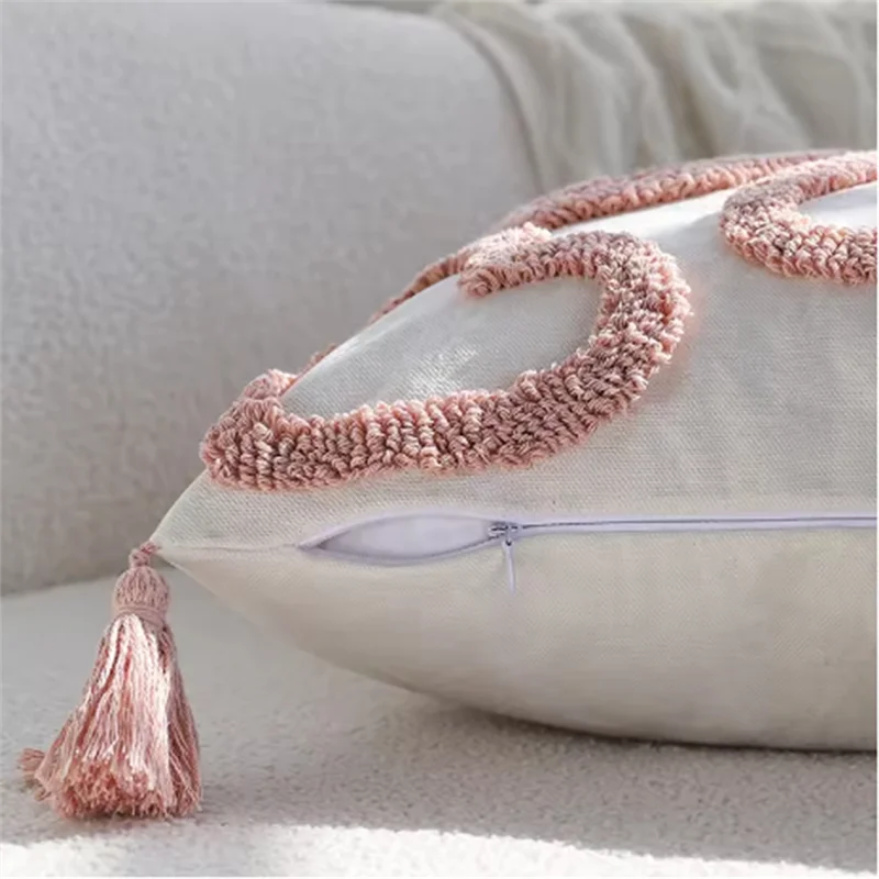 A76X-غطاء الوسادة الحب خصلة مع شرابة ديكور منزلي أنيق 45X45cm كيس وسادة متعدد الوظائف لأريكة غرفة المعيشة الداخلية