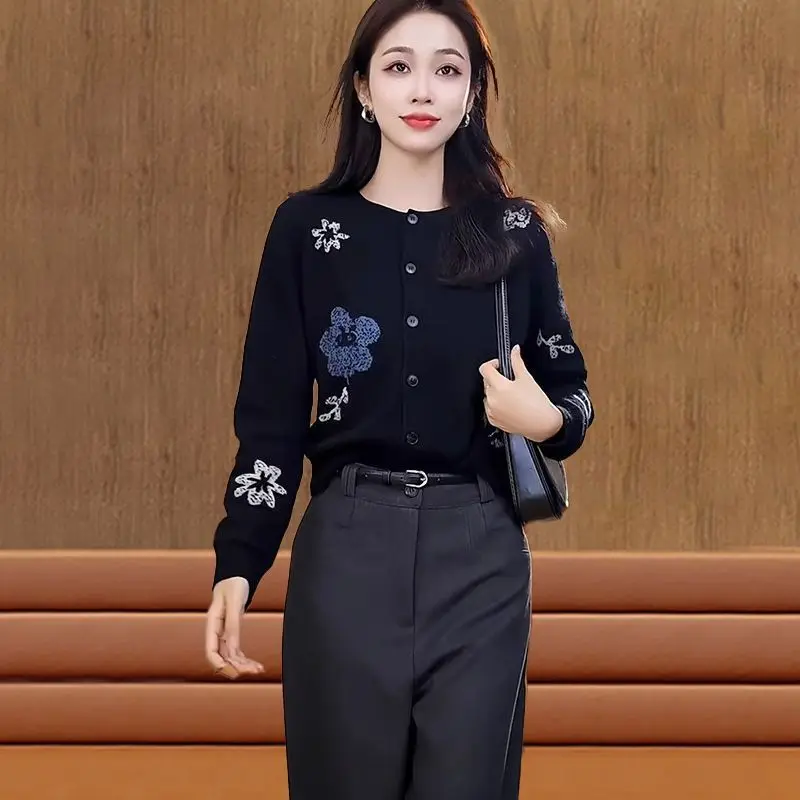 

Design Chic Jacquard O-neck Knitted Cardigans Women New Autumn Winter Soft Sweater Coat Knitwear Cardigan Top Trendy M487